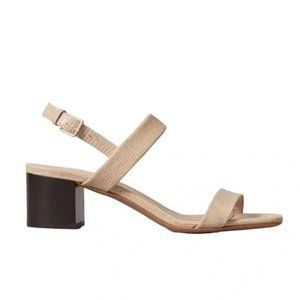 Everlane Double Strap Block Heel Sandal in Sand Lizard, Size 9